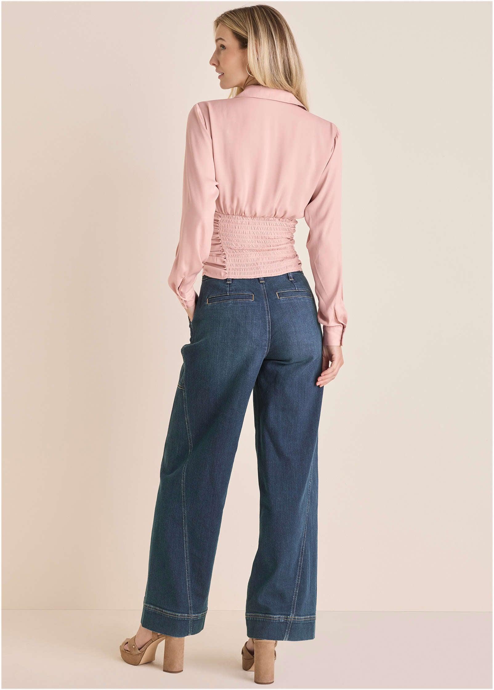 Ruched Collared Blouse - Mauve Product Image