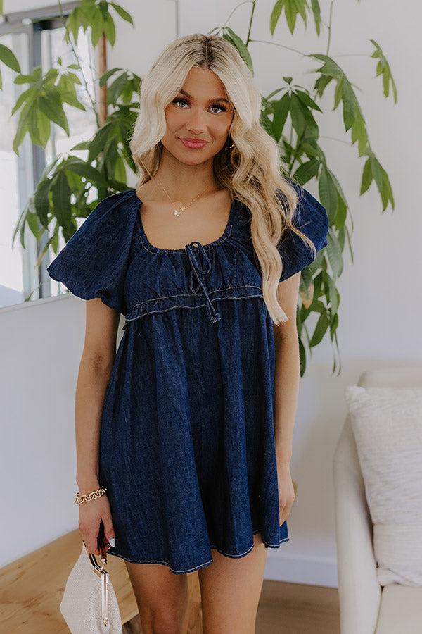 Bistro Cutie Denim Romper in Dark Wash Product Image