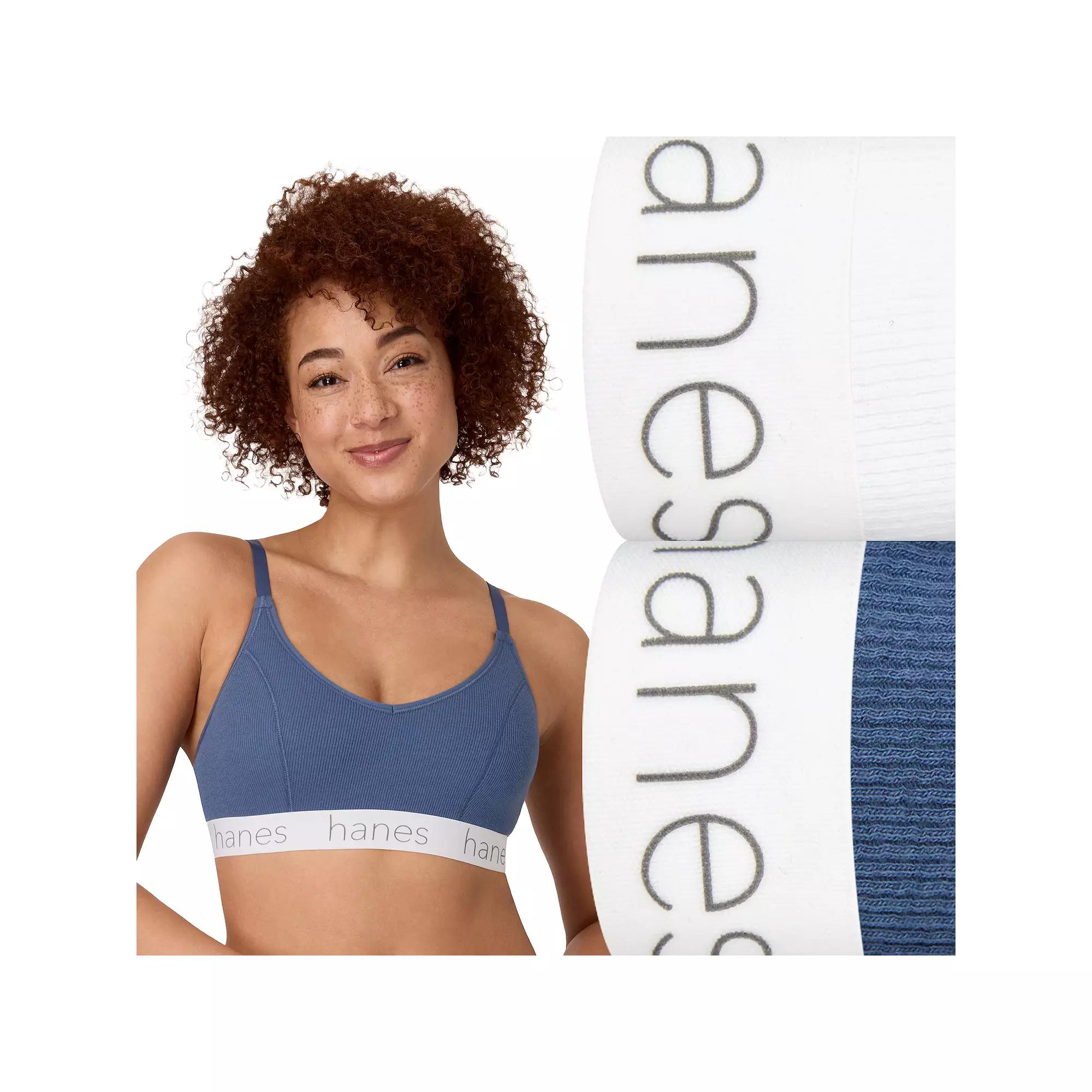 Hanes Originals Ultimate 2-Pack Stretch Cotton Triangle Bralette DHO101, Women's,  Product Image