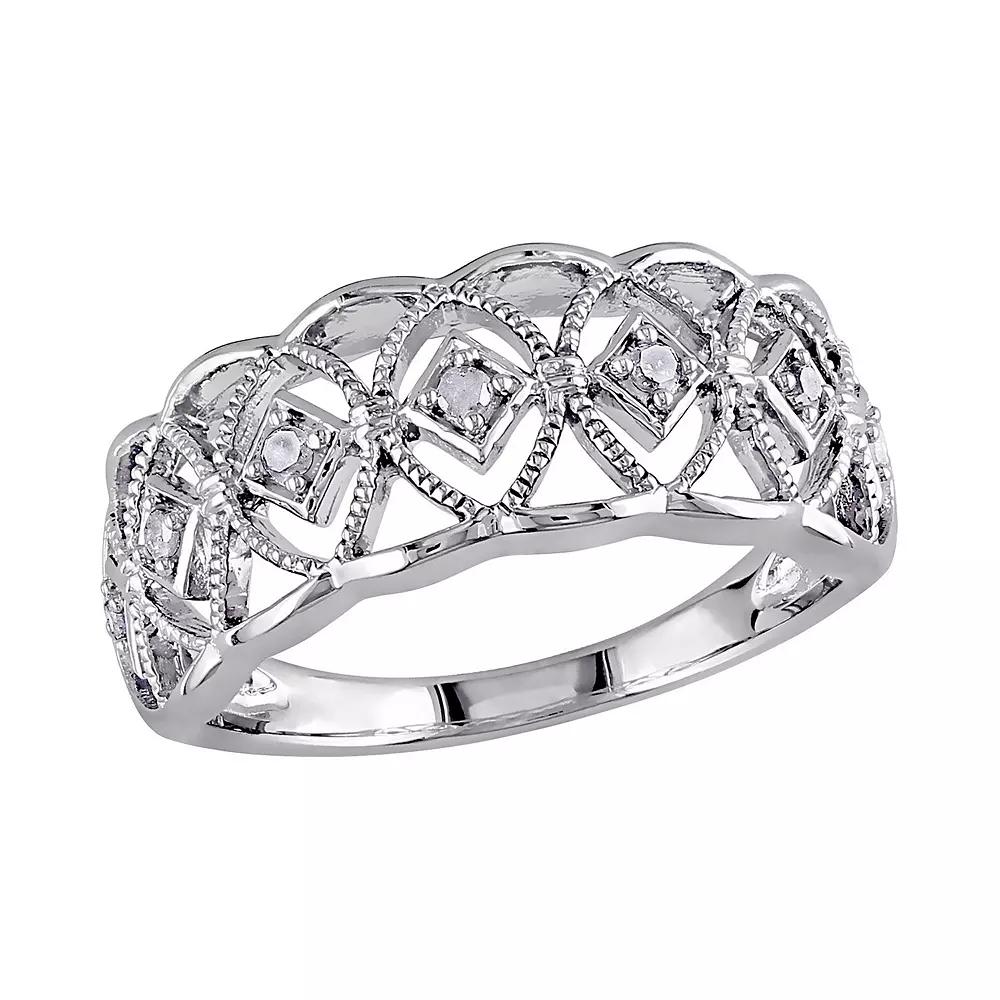 Stella Grace 1/10 Carat T.W. Diamond Sterling Silver Openwork Ring, Women's, Size: 8, White Product Image