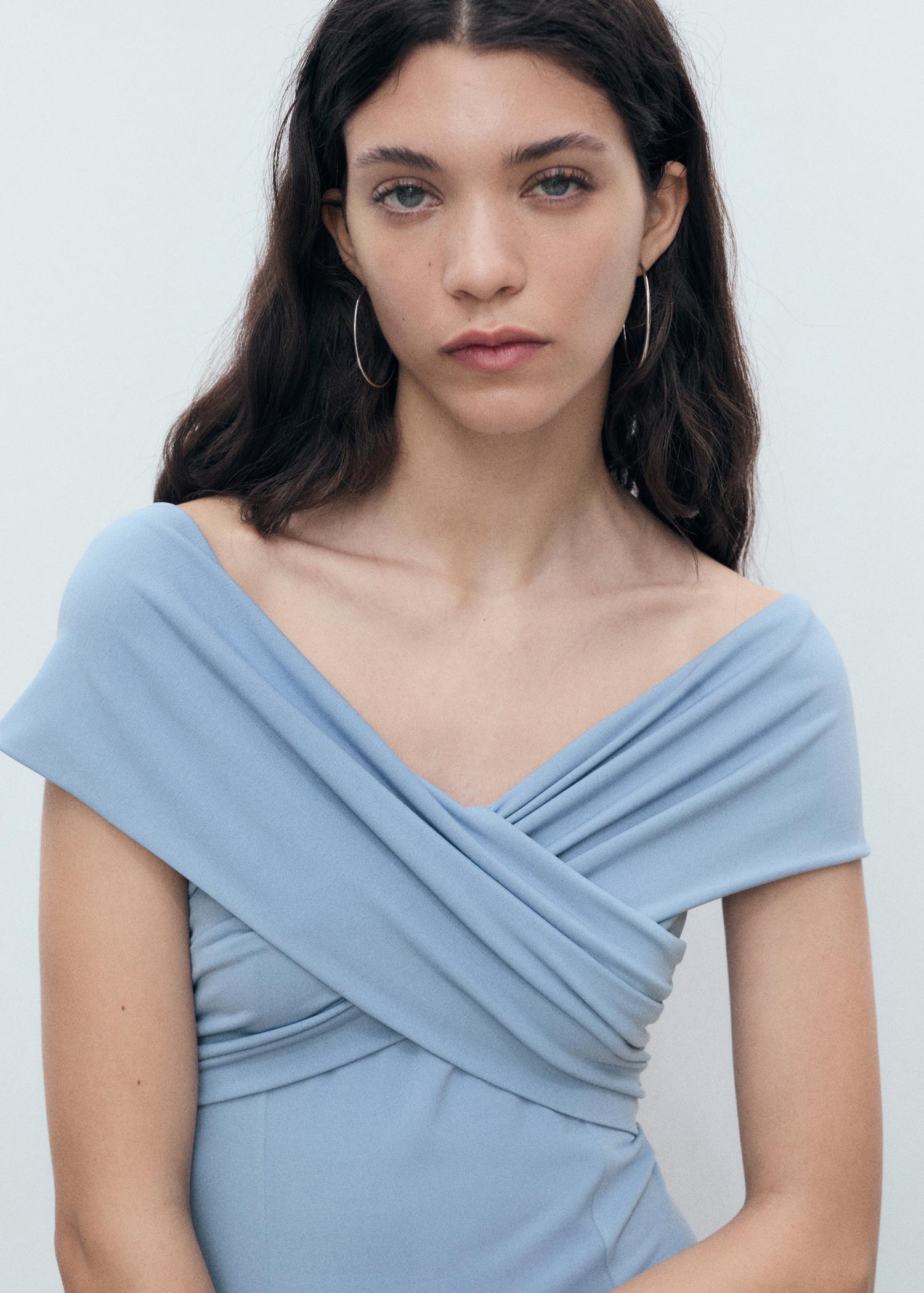 A-line dress with crossover neckline - Women | MANGO USA Product Image