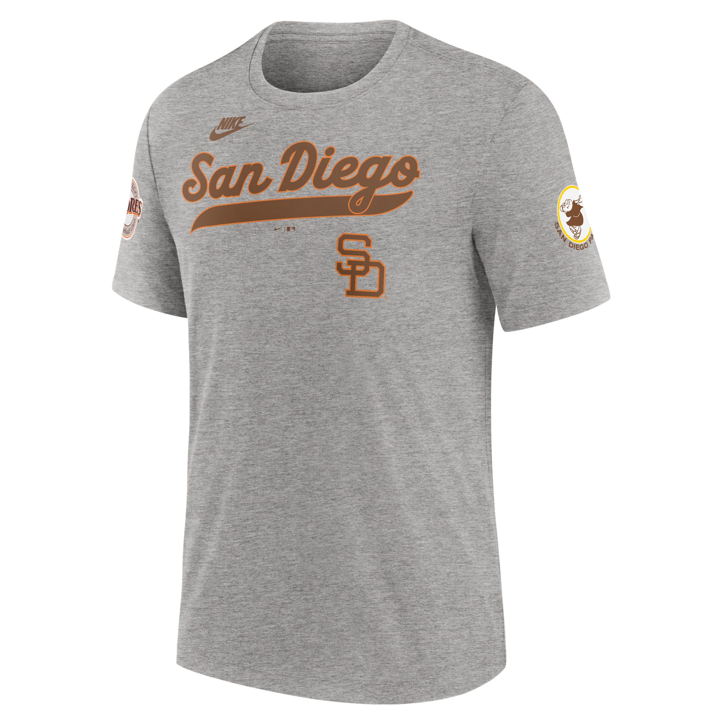 Men's Nike Heather Gray San Diego Padres Cooperstown Collection Eras Tri-Blend T-Shirt,  Product Image