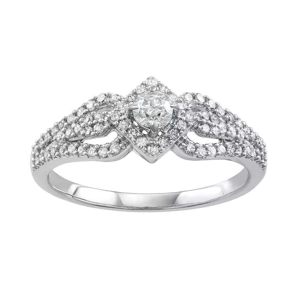 14k White Gold 1/2 Carat T.W. Diamond Engagement Ring, Women's, Size: 6, 14k Whgold Product Image