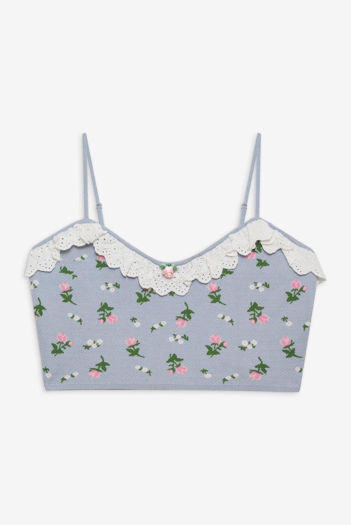 Amalia Knit Crop Top — Blue Product Image