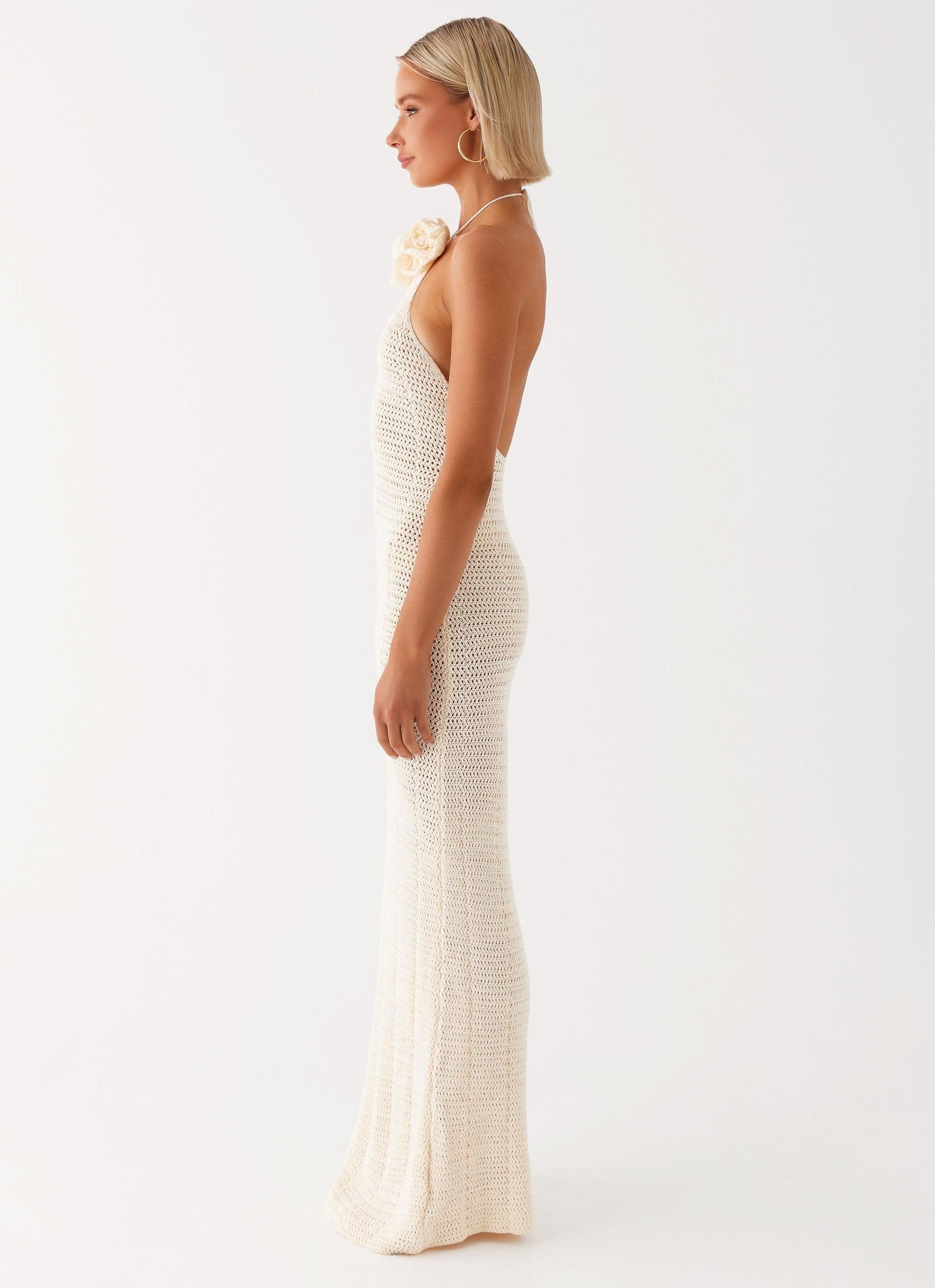 Gia Rose Halter Neck Maxi Dress - Ivory Product Image