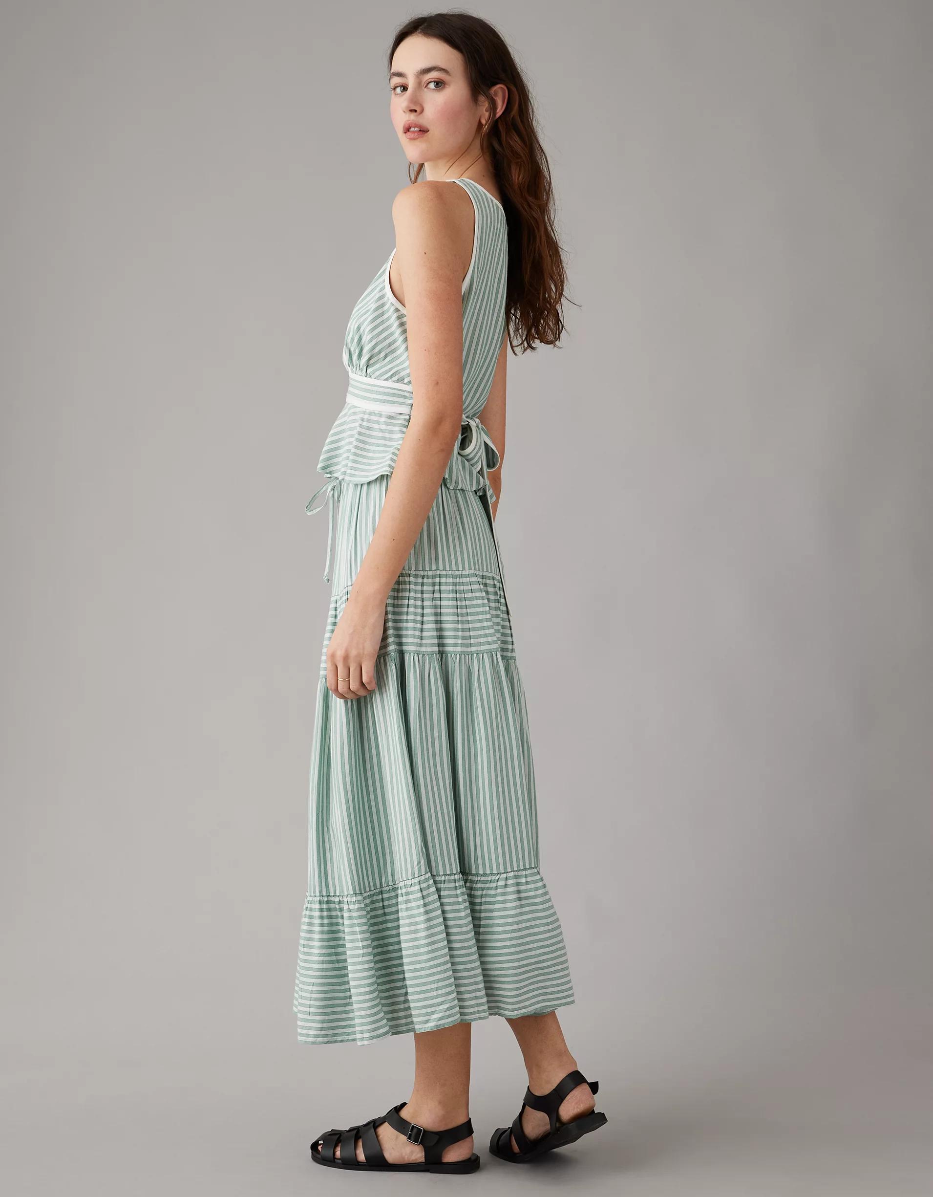 AE High-Waisted Multi Striped Maxi Skirt Product Image
