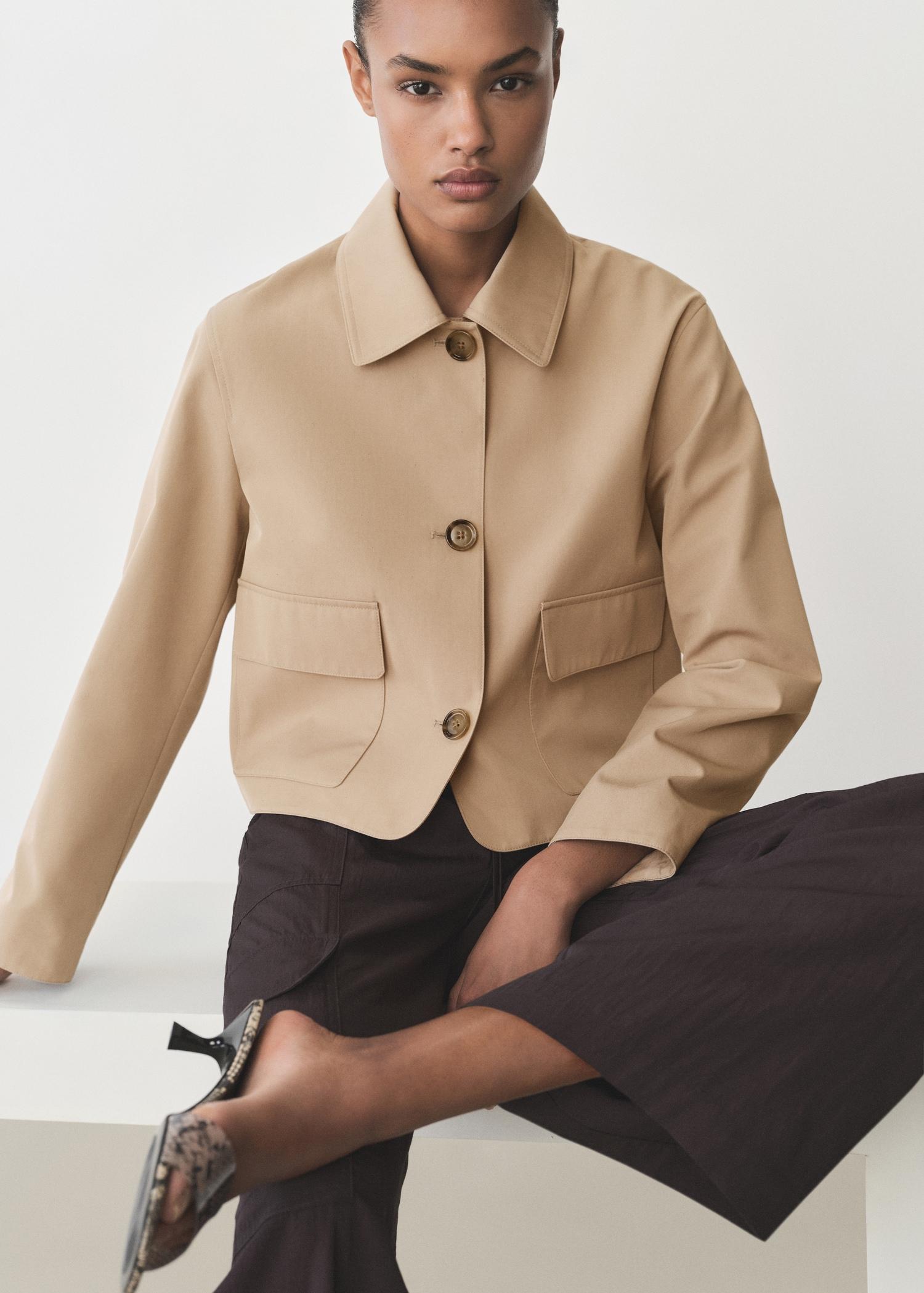 Cotton jacket with pockets - Women | MANGO USA Product Image