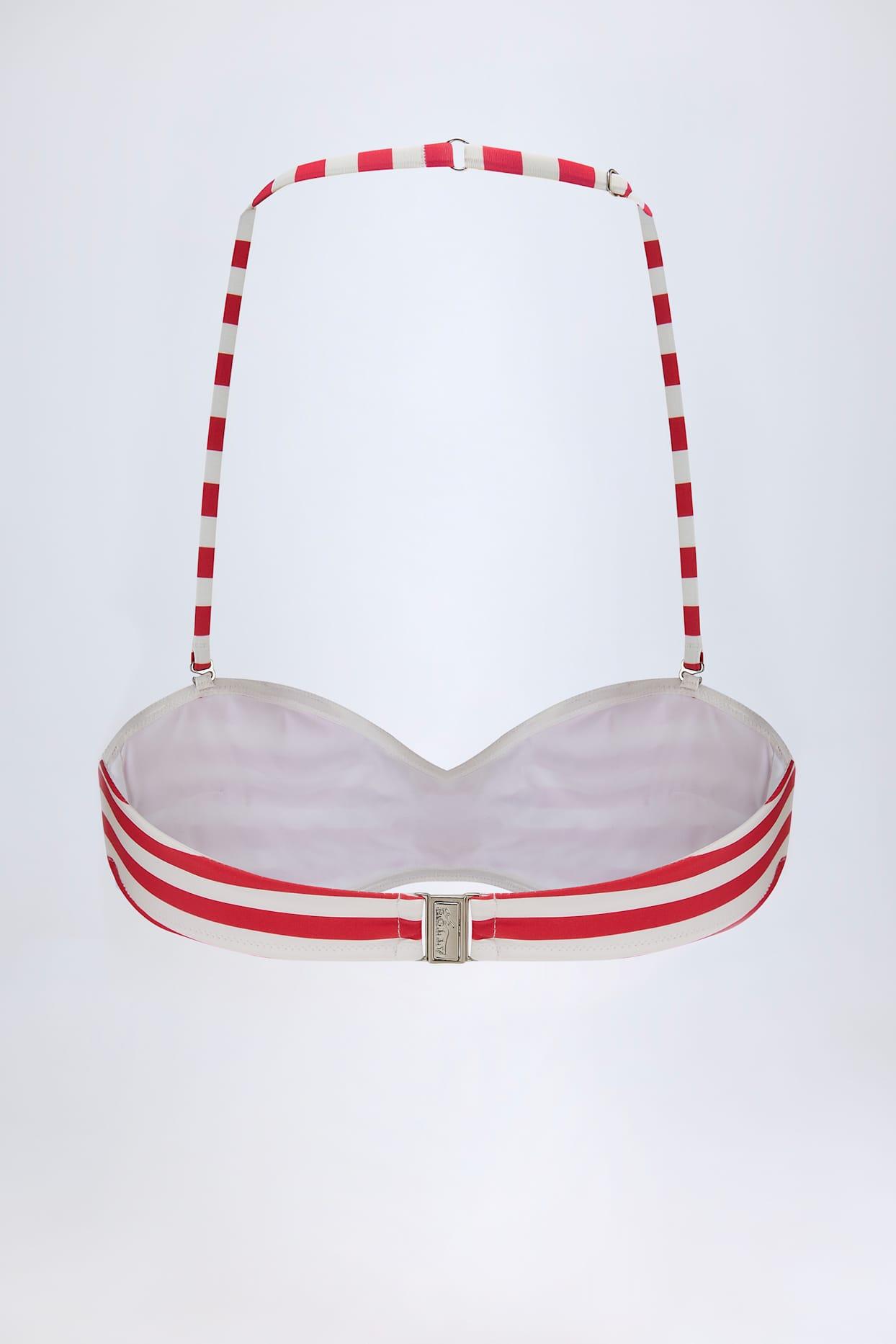Multiway Bikini Top in Cherry Red Stripe Product Image