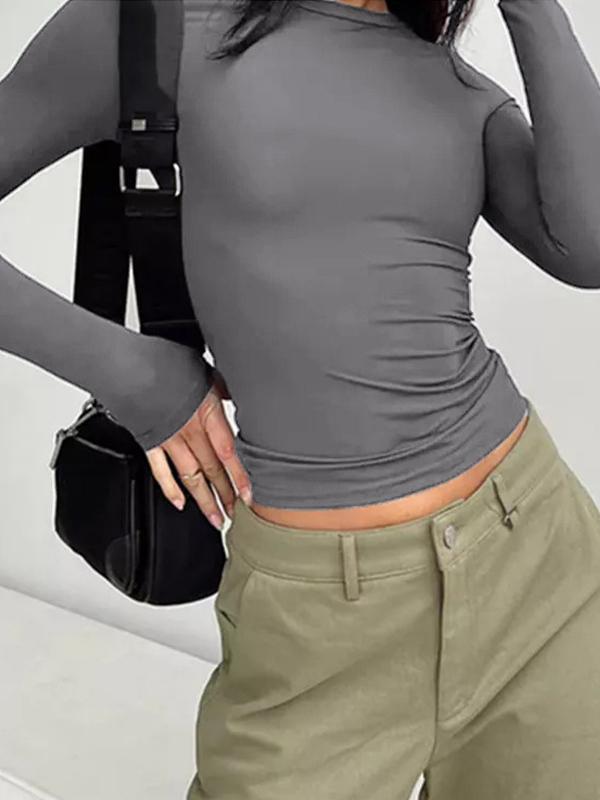 Solid Color Long Sleeve Top Product Image