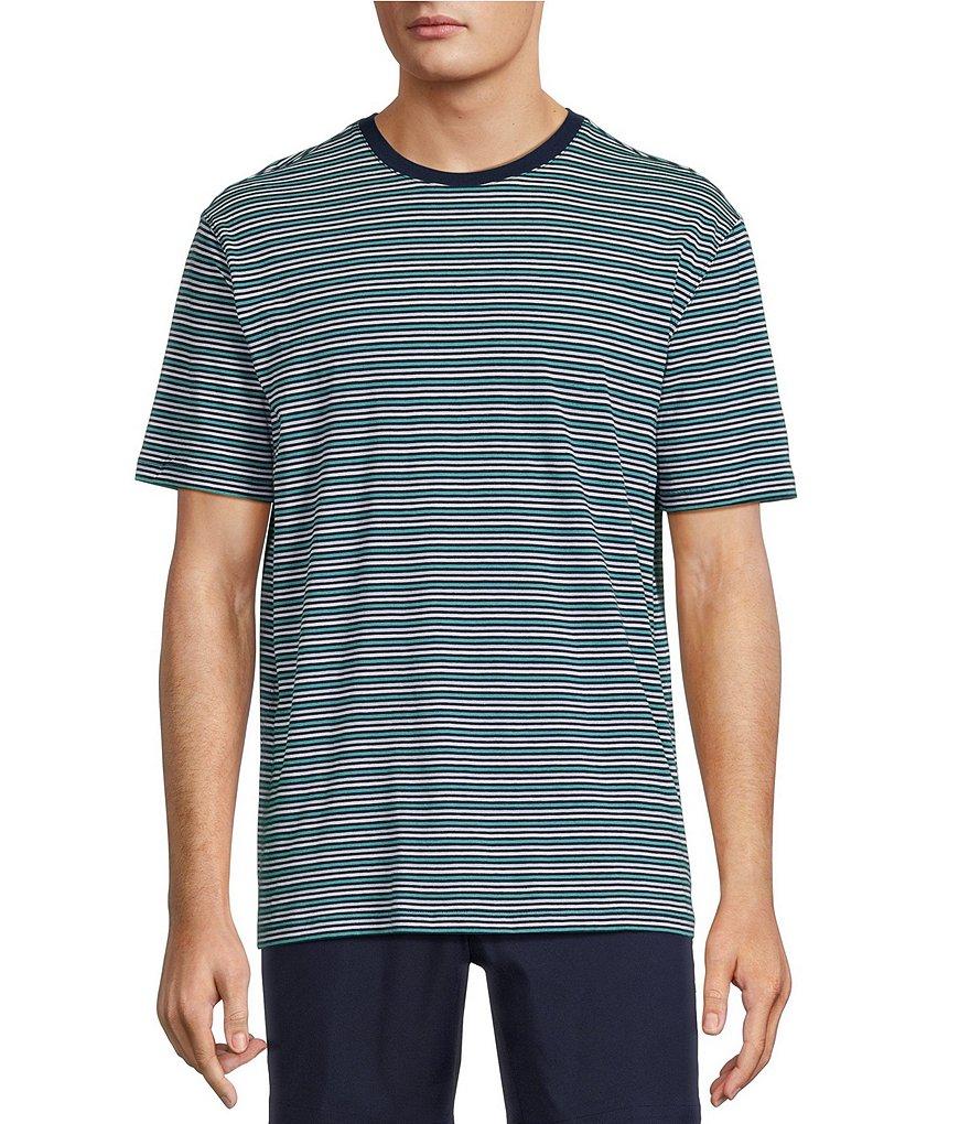 Roundtree & Yorke Solid Soft Washed Short Sleeve Cloud Striped Crew Neck T-Shirt Product Image