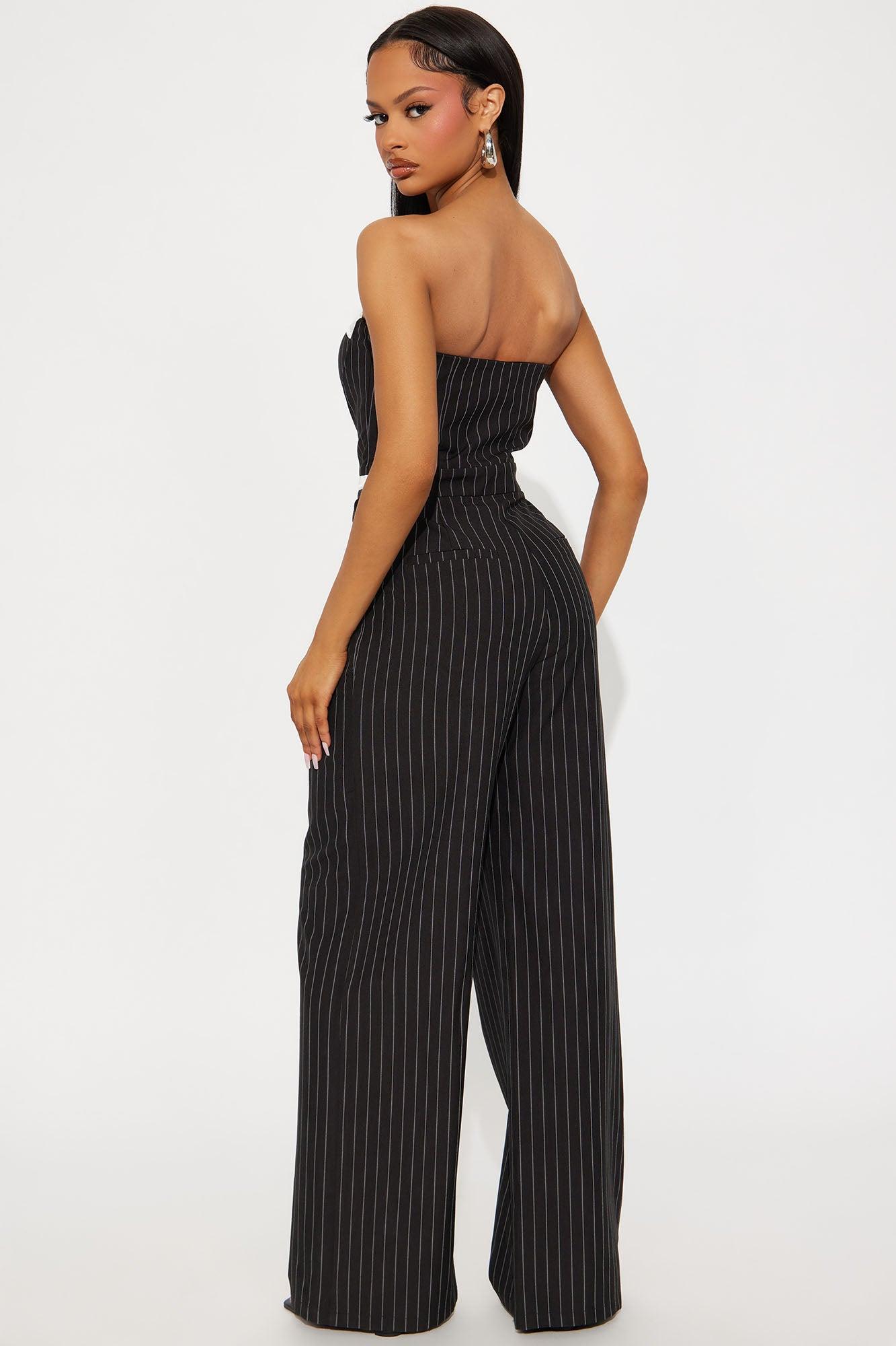 Better Than You Pinstripe Jumpsuit - Black/White Product Image