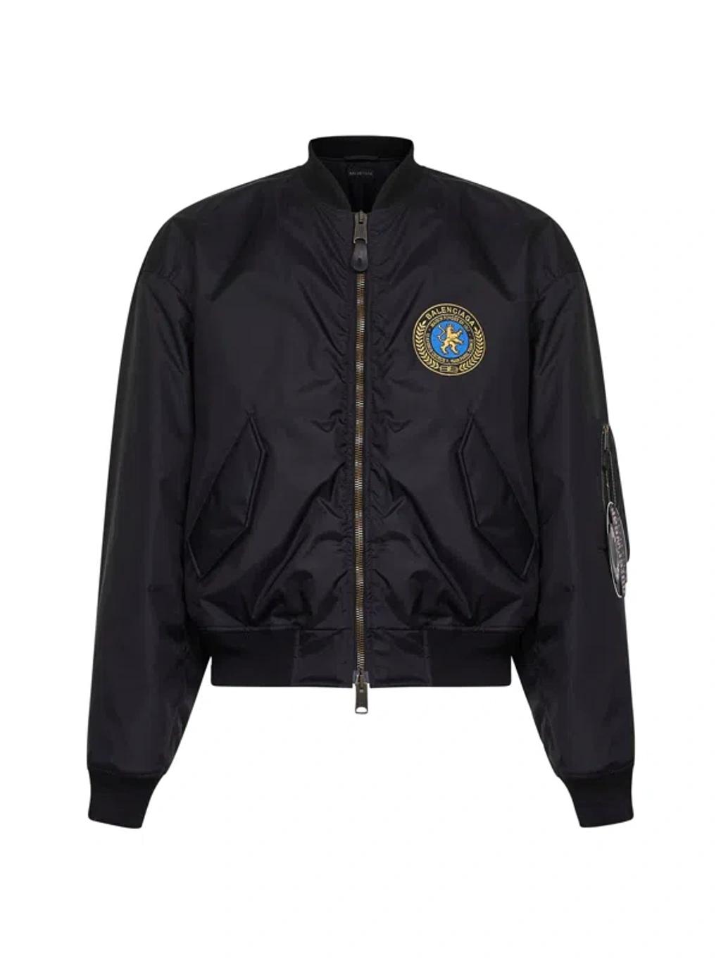 BALENCIAGA Nylon Uniform Merch Large Fit Bomber In Black Product Image