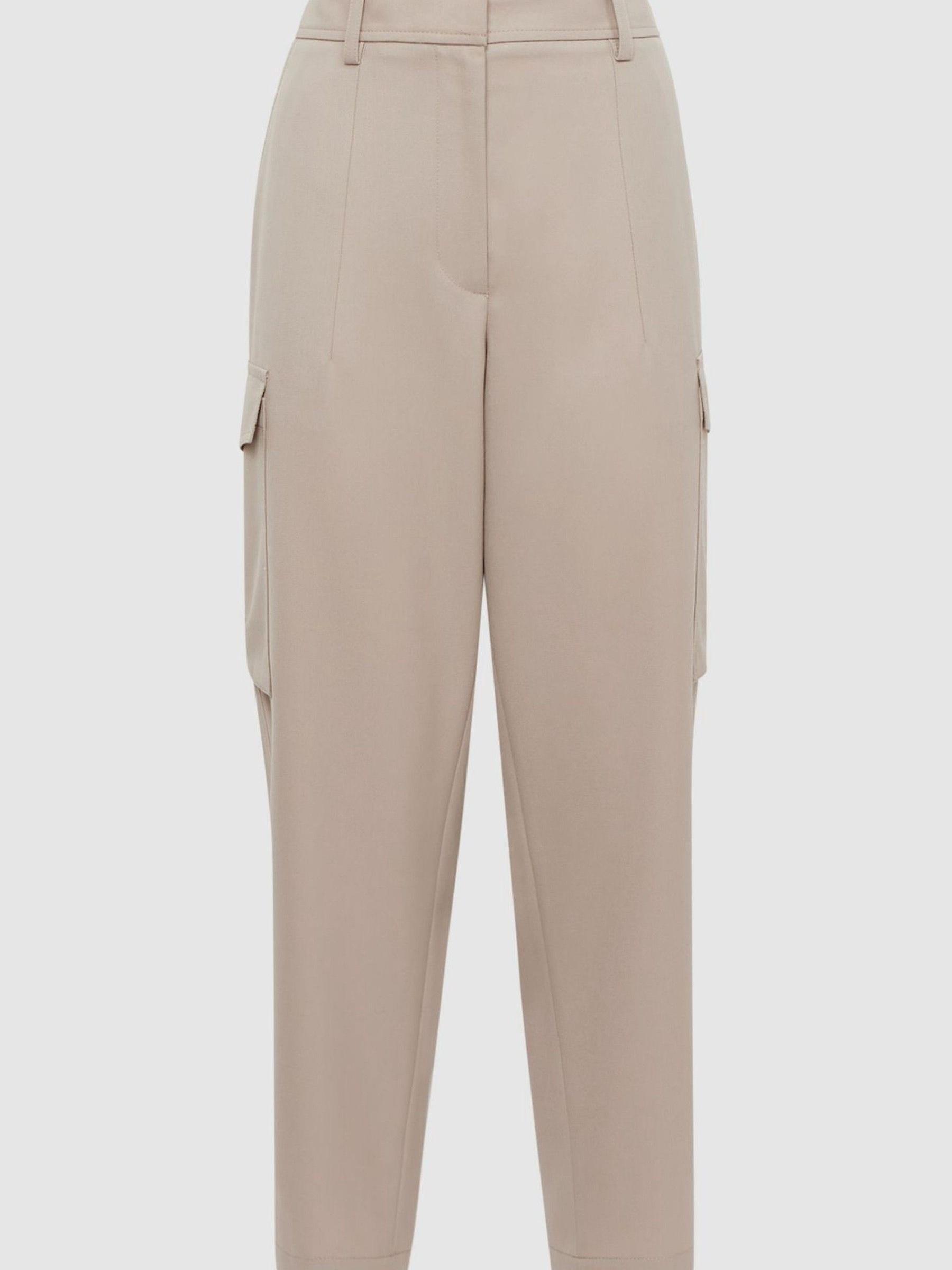 Petite Mid Rise Cargo Trousers in Neutral Product Image