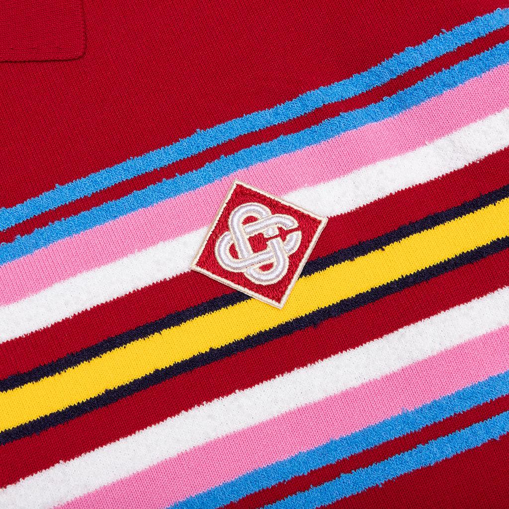 Oversized Striped Polo - Multi Dark Red Male Product Image