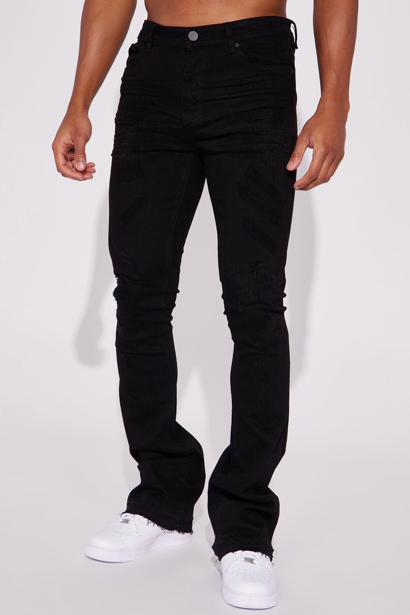 Do You Mind Stacked Skinny Flare Jeans - Black Product Image