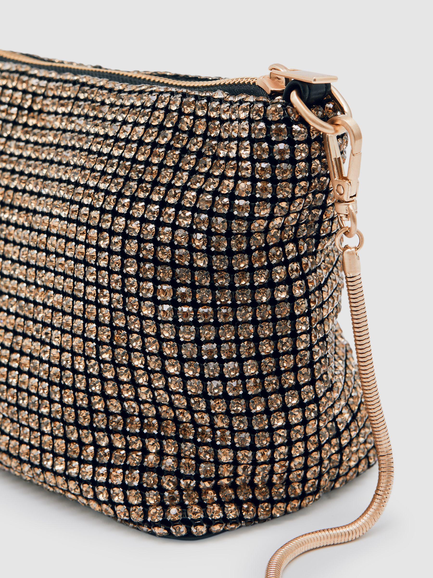 Crystal Bracelet Pouch Bag in Gold Product Image