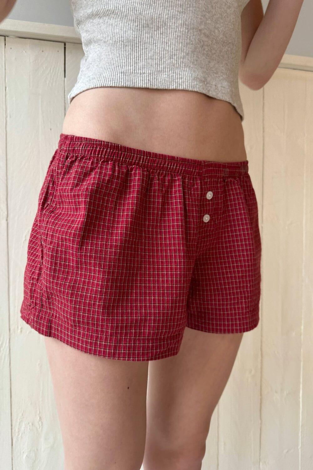 Keira Red Plaid Sweatshorts Product Image
