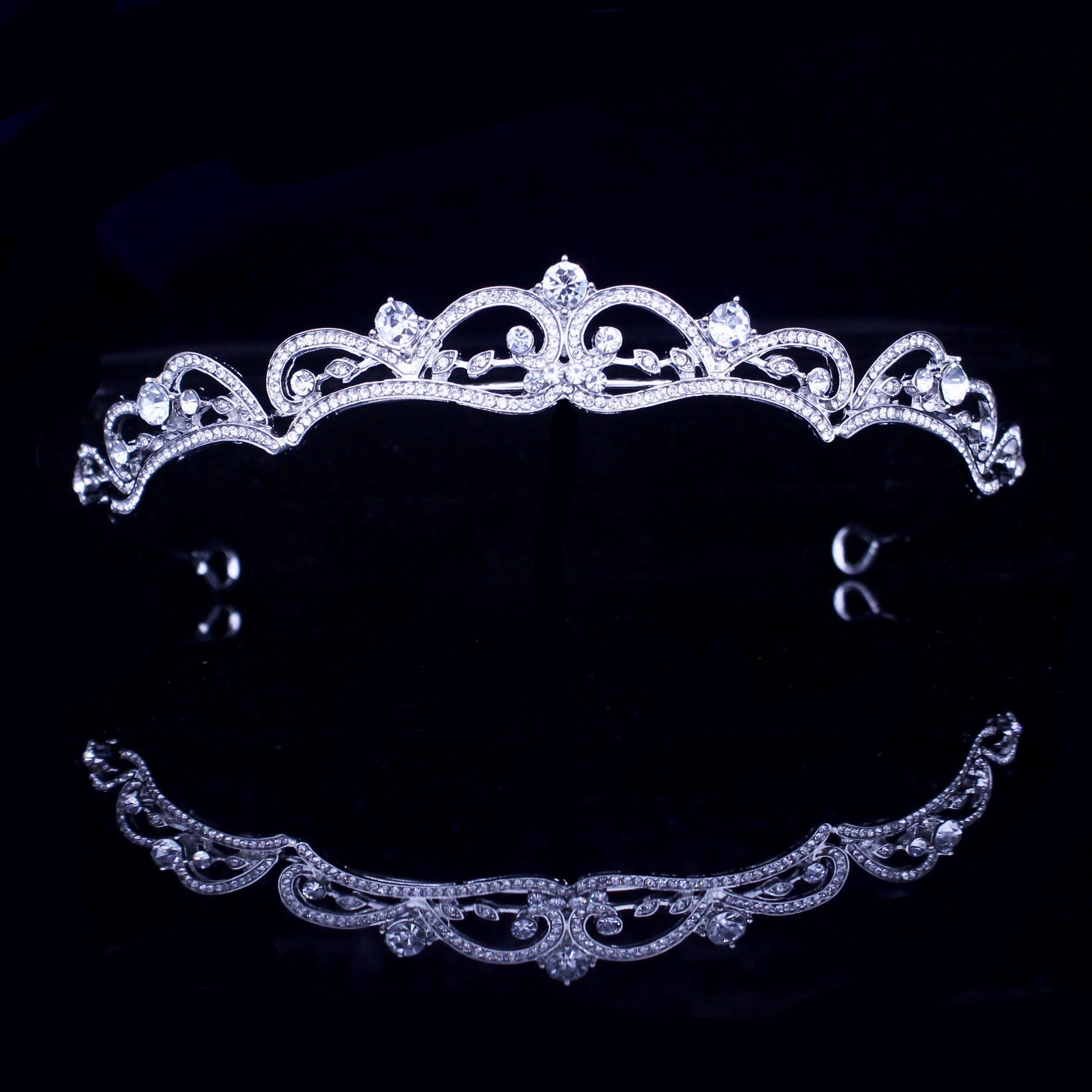 "Anya" - Rhinestone Bridal Tiara - Available in Silver, Rose Gold and Yellow Gold Product Image
