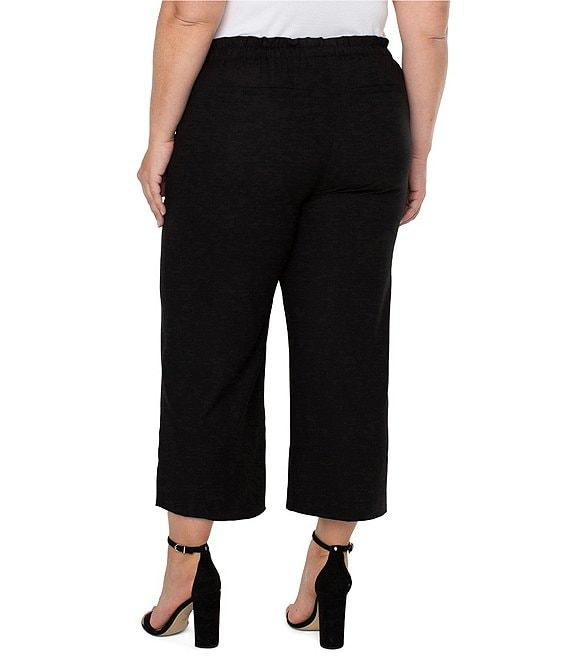Liverpool Los Angeles Plus Size Pull-On Wide Leg Tie Waist Cropped Pants Product Image