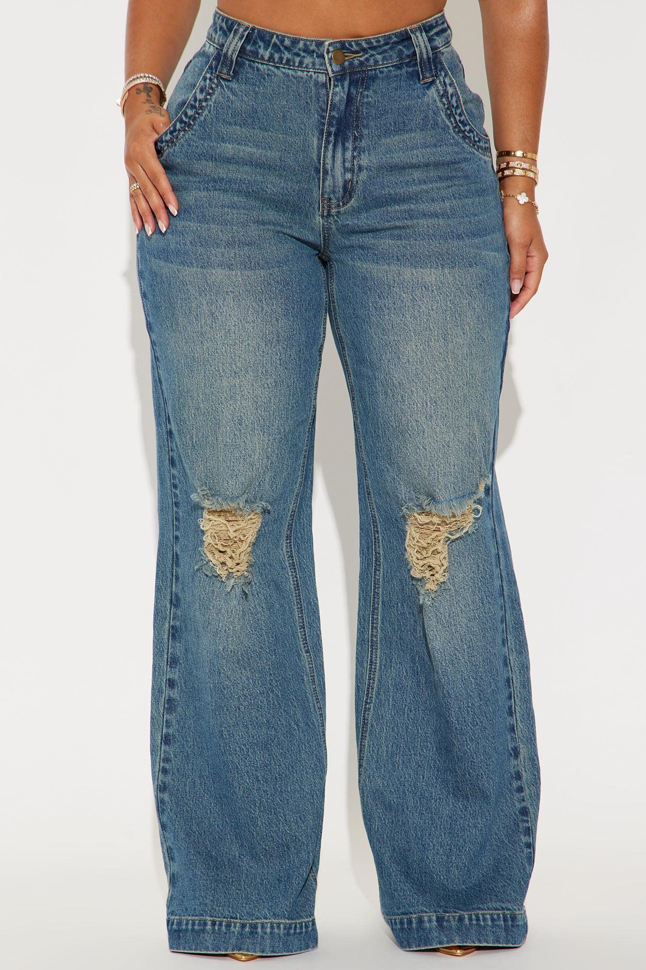How It Goes Ripped Wide Leg Jeans - Vintage Wash Product Image