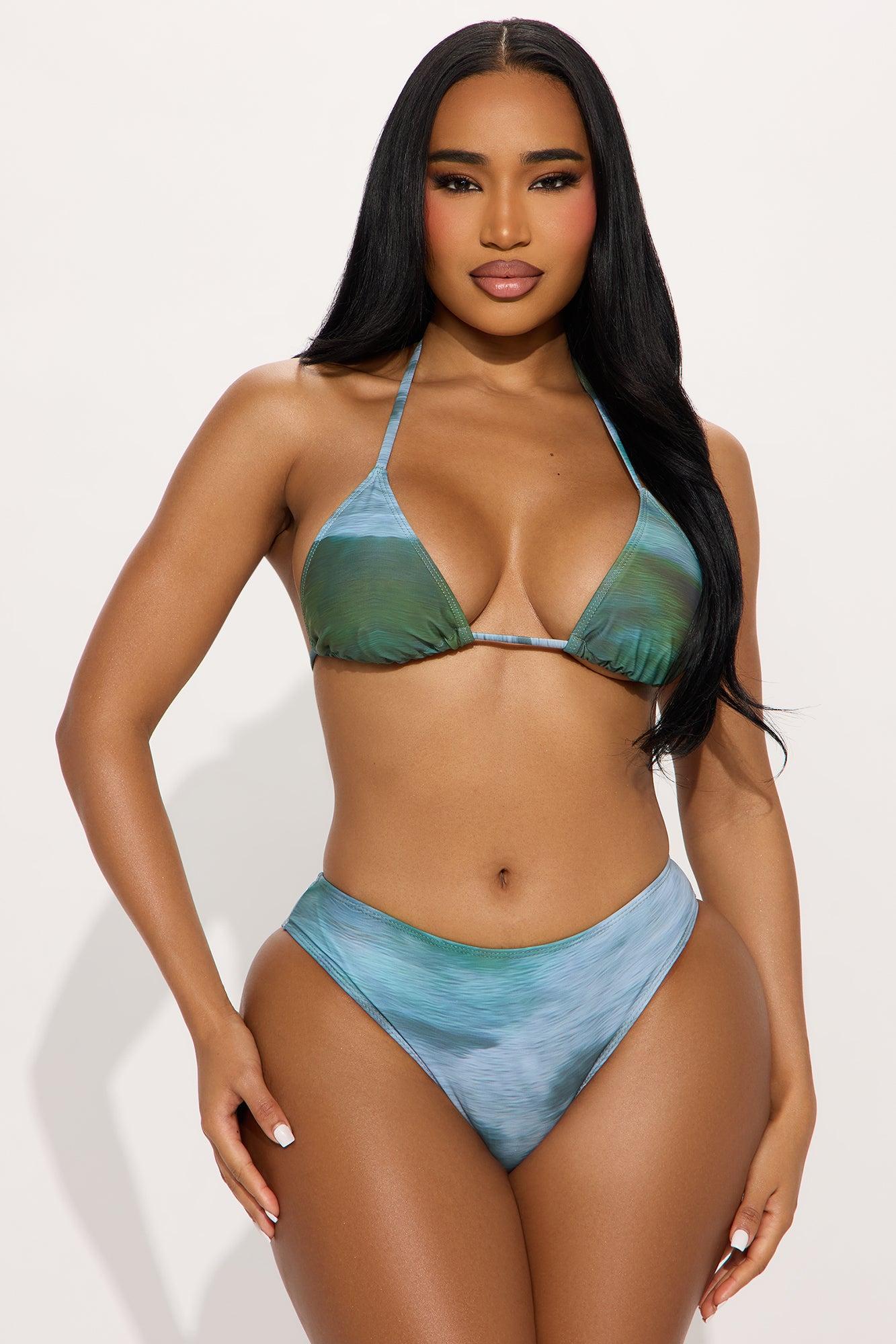 Amara 3 Piece Bikini Skirt Set - Green/combo Product Image