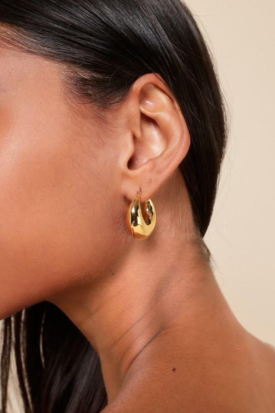 Timeless Darling Gold Puffy Hoop Earrings Product Image