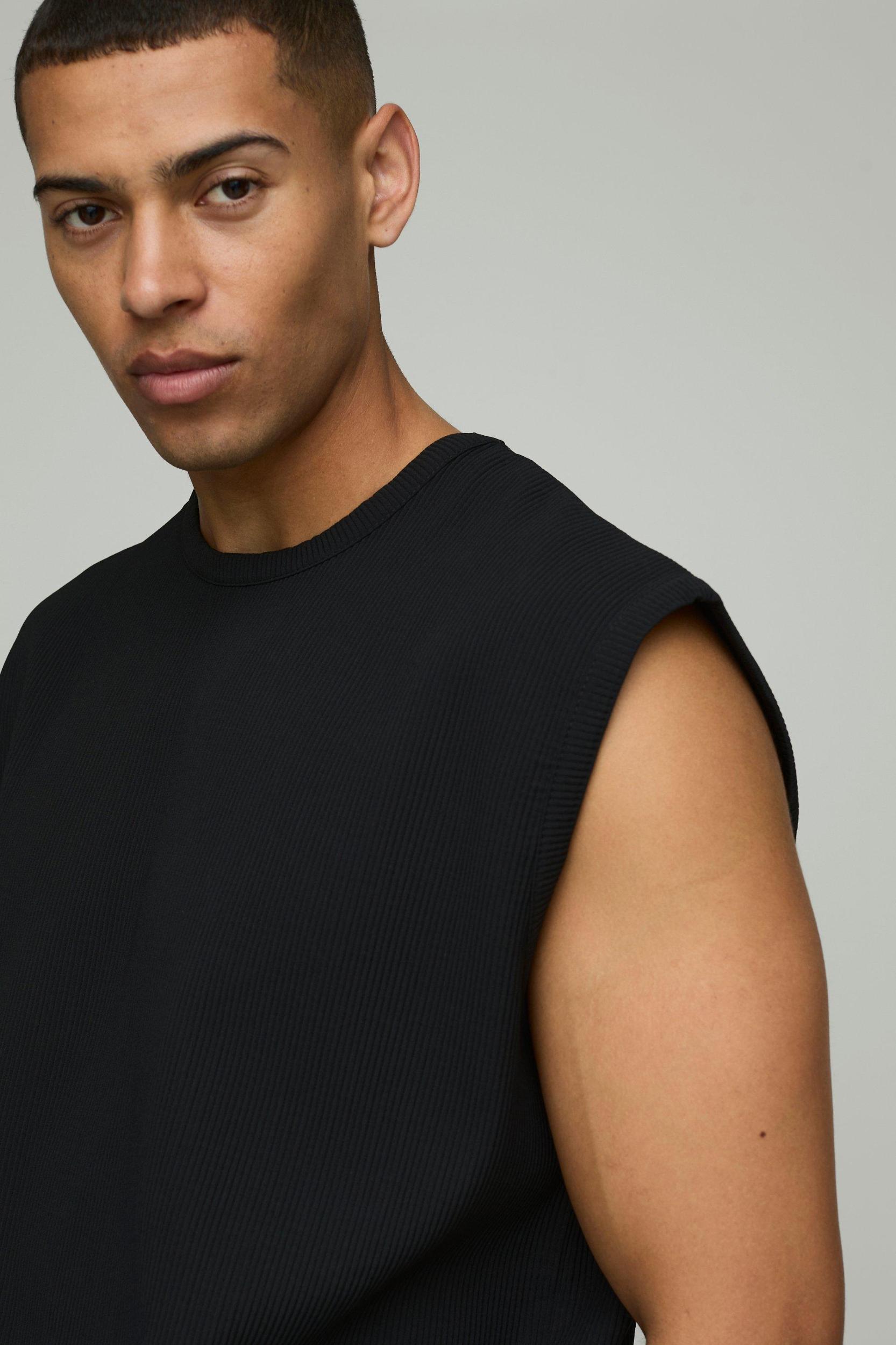Oversized Pleated Tank | boohooMAN USA Product Image
