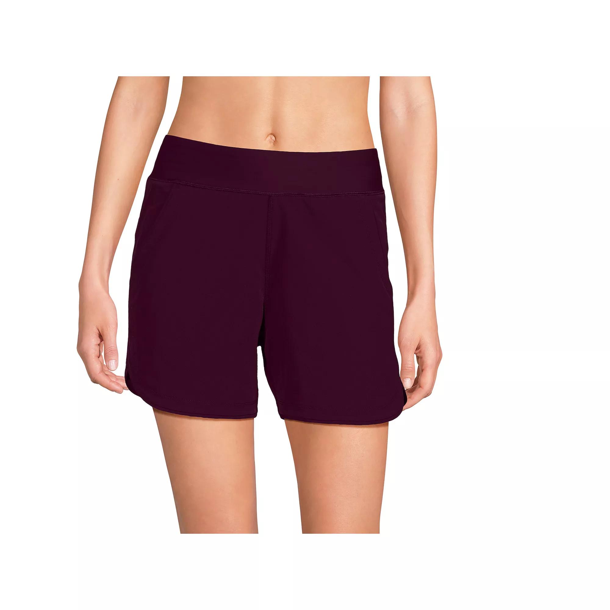 Women's Lands' End 5" Quick Dry Swim Shorts With Panty, Size: 18, Dark Red Product Image