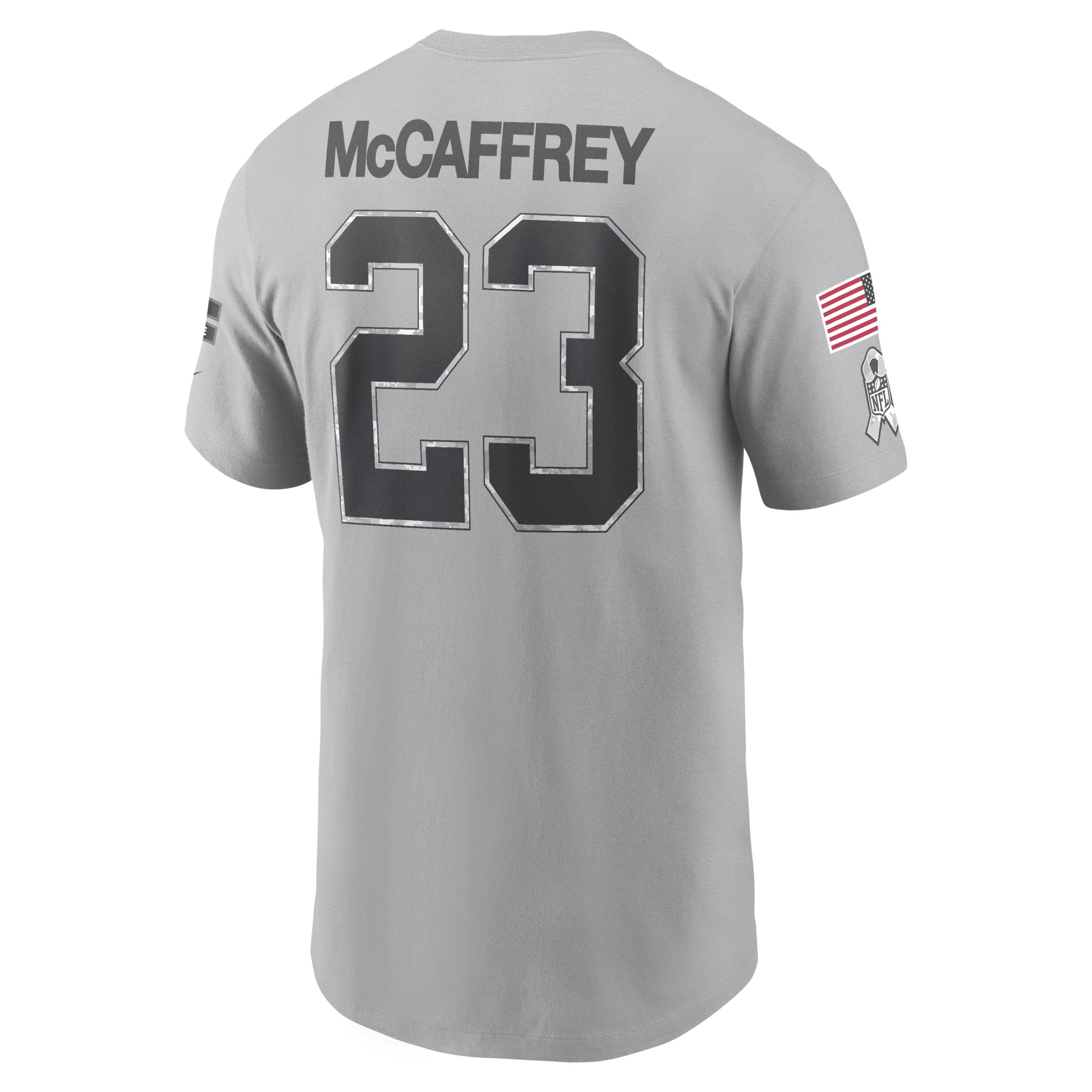 Men's Nike Christian McCaffrey Gray San Francisco 49ers 2024 Salute To Service Name & Number T-Shirt, Size: XL, Grey Product Image