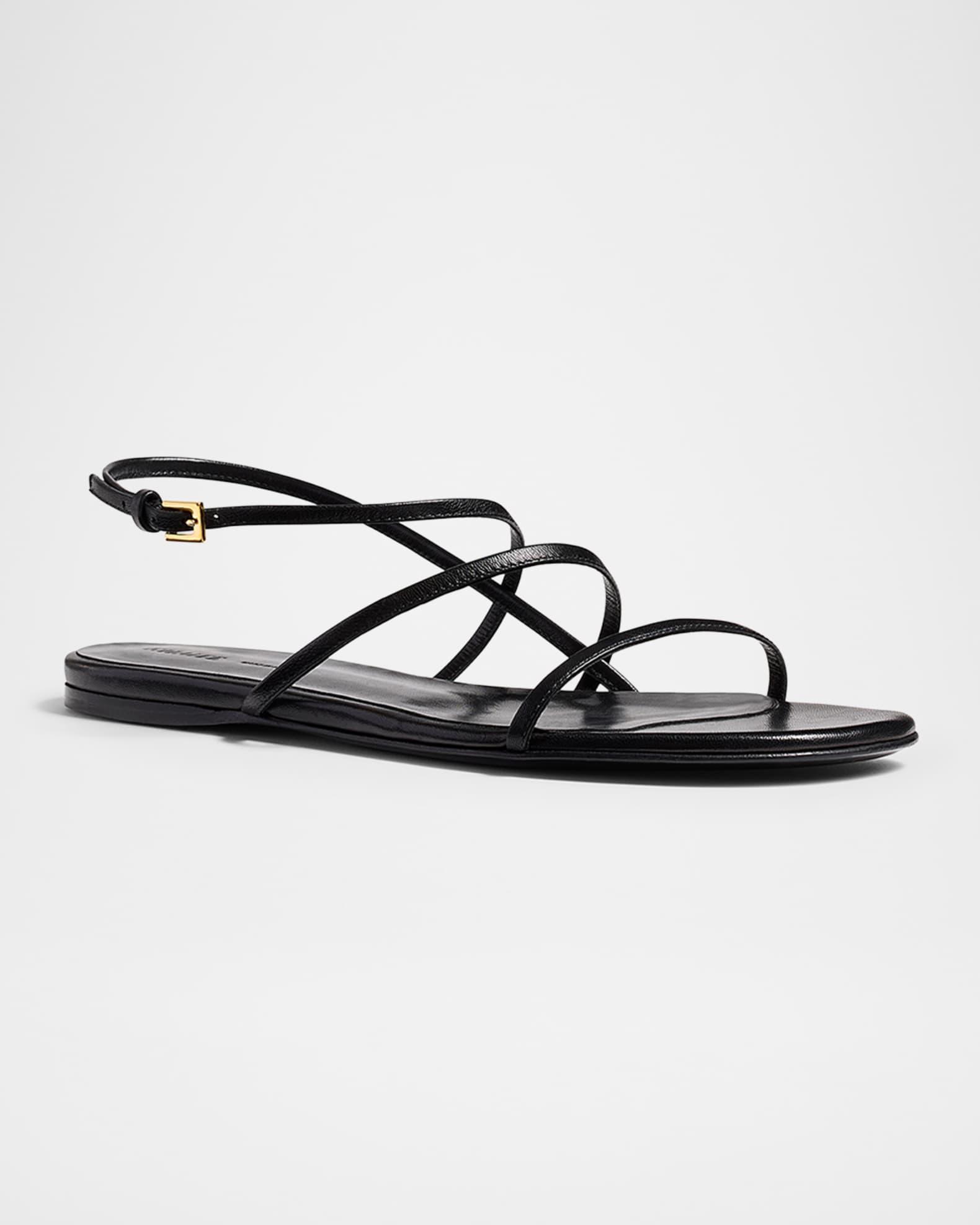 Strappy Leather Flat Sandals Product Image