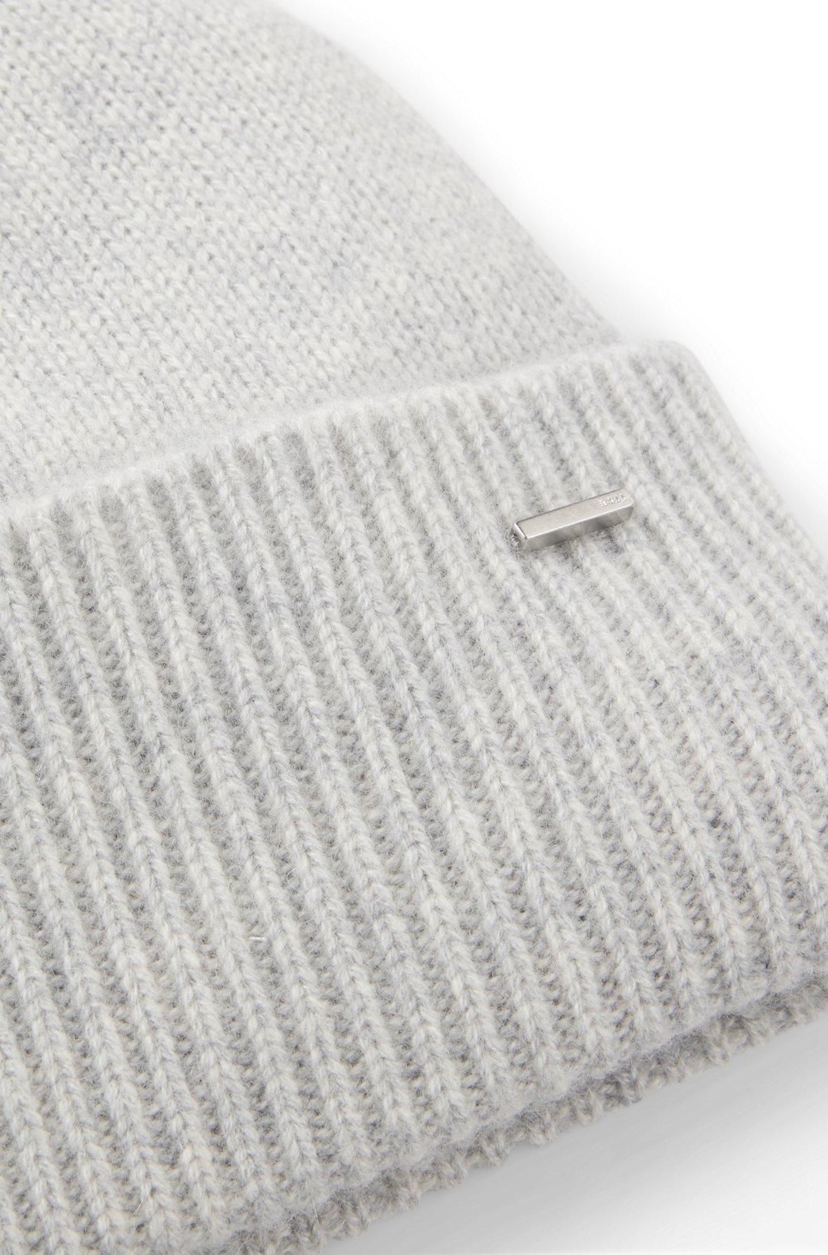 Cashmere beanie with metallic logo trim Product Image
