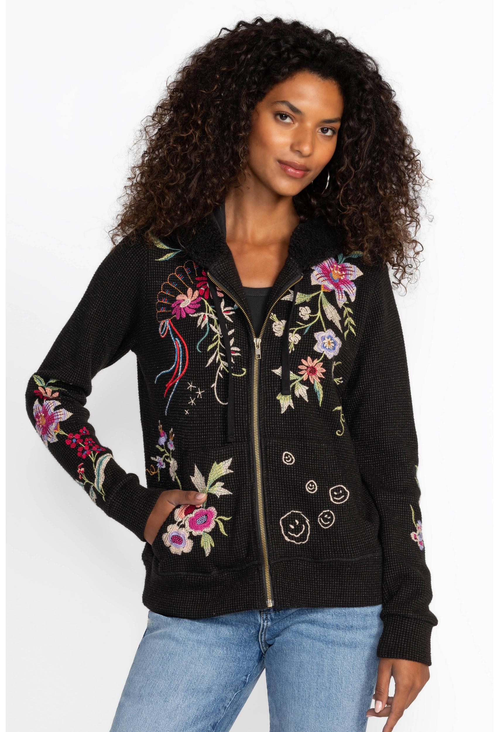 JOHNNY WAS METALLIC THERMAL ZIP UP HOODI -SALEE Product Image