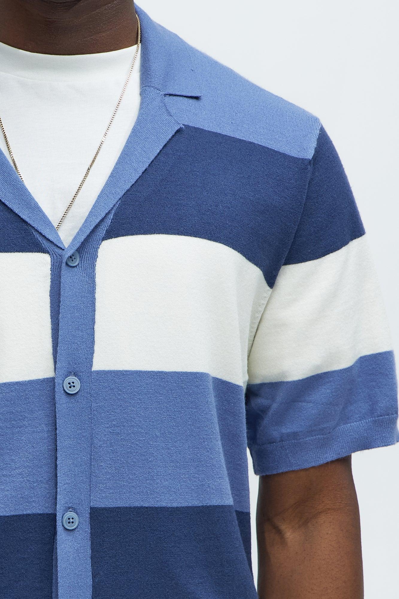 Dodge Cuban Collar Knit Shirt - Blue/combo Product Image