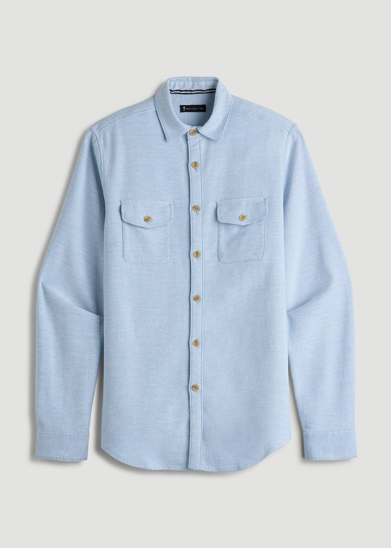 Everyday Comfort Terry Overshirt for Tall Men in Cloud Blue Male Product Image