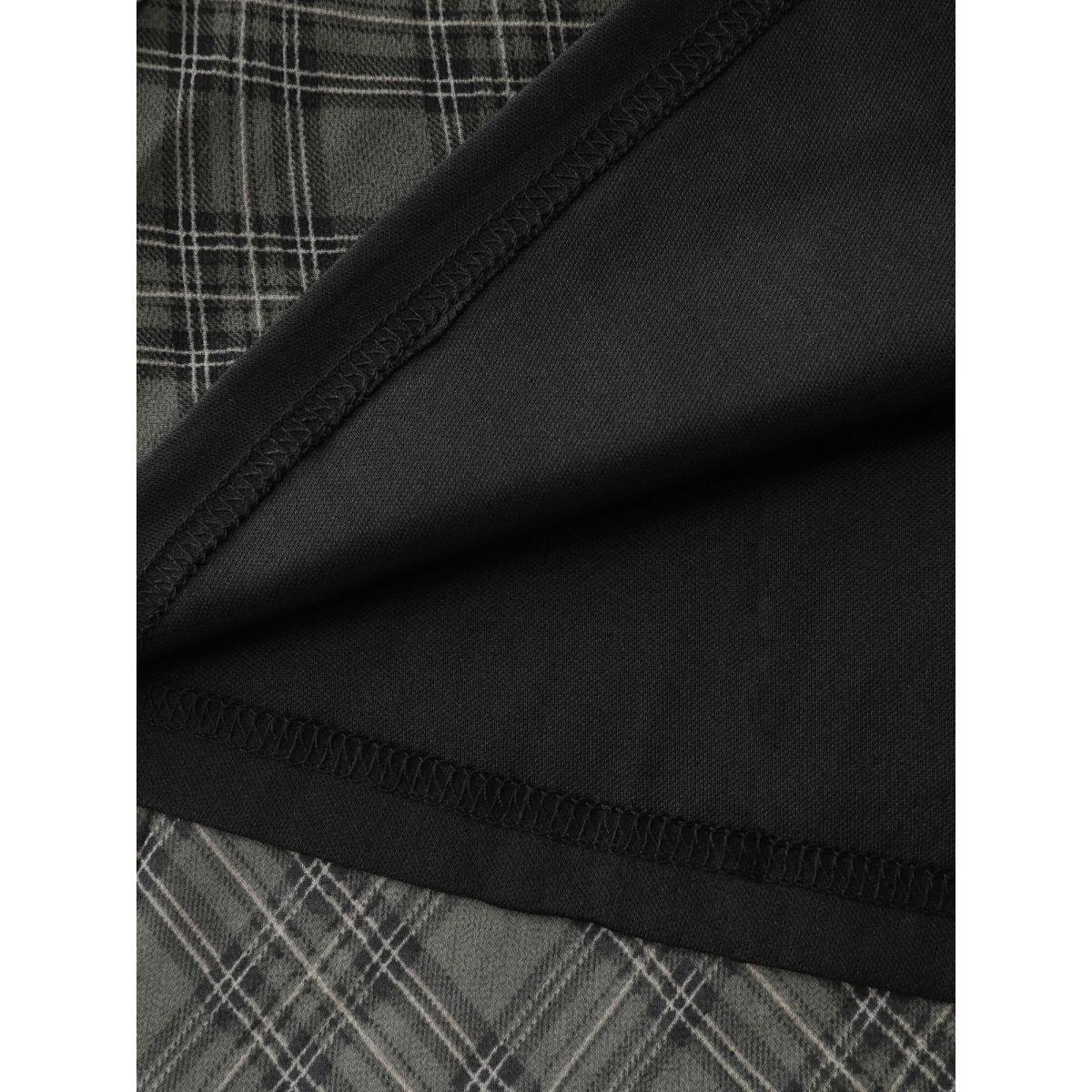 Plus Size Diamond Print Neck Tie Midi Dress DarkSlateGray Women Leisure Tie knot Round Neck Extra Long Sleeve Curvy BloomChic 26/4X Product Image