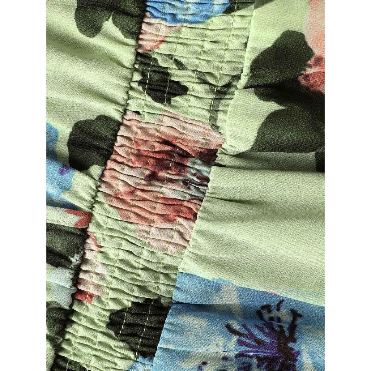 Plus Size Floral Shirred Asymmetrical Hem Sleeveless Dress Palemauve Women Elegant Asymmetrical Round Neck Sleeveless Curvy BloomChic 28/5X Product Image