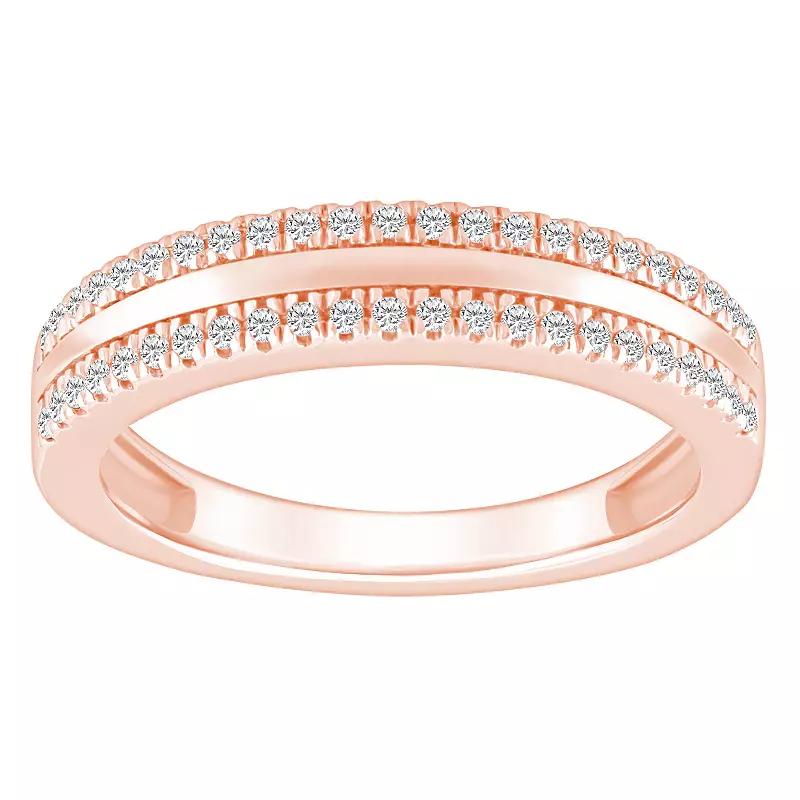 Alyson Layne 14k Gold 1/4 Carat T.W. Diamond Pave & Polished Wedding Band, Women's, Size: 8, 14k Rsgold Product Image