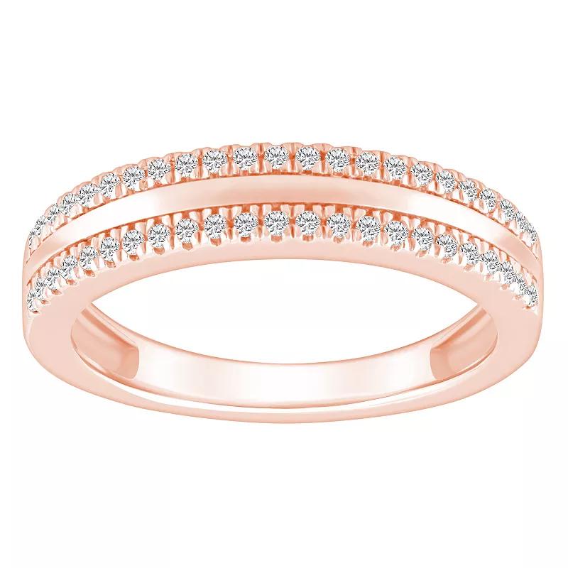 Alyson Layne 14k Gold 1/4 Carat T.W. Diamond Pave & Polished Wedding Band, Women's, Size: 8, 14k Rsgold Product Image