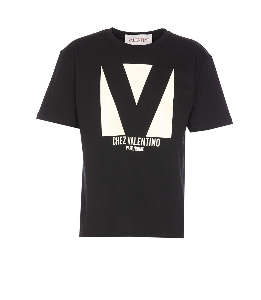 VALENTINO Crew Neck Short Sleeves T-shirts In Black Product Image