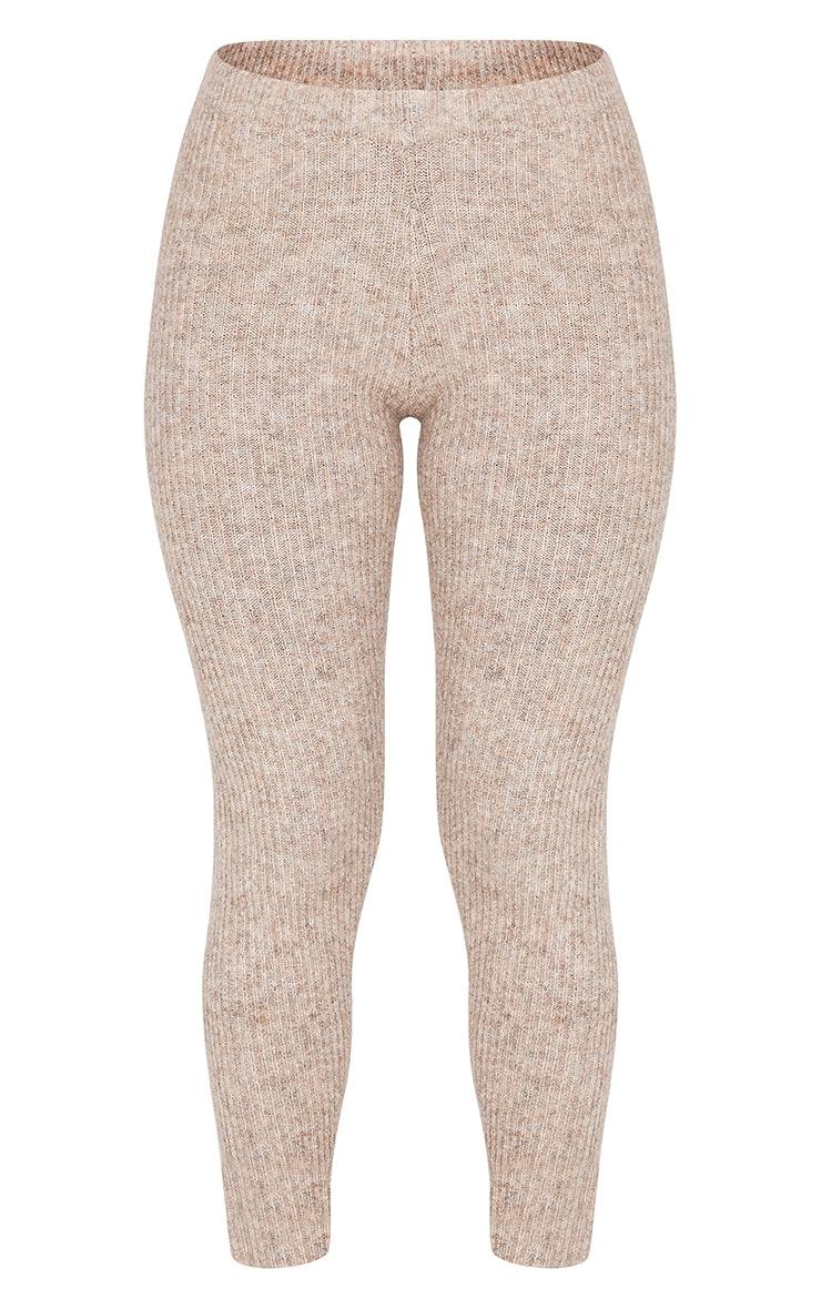 Petite Taupe Rib Knit Leggings Product Image