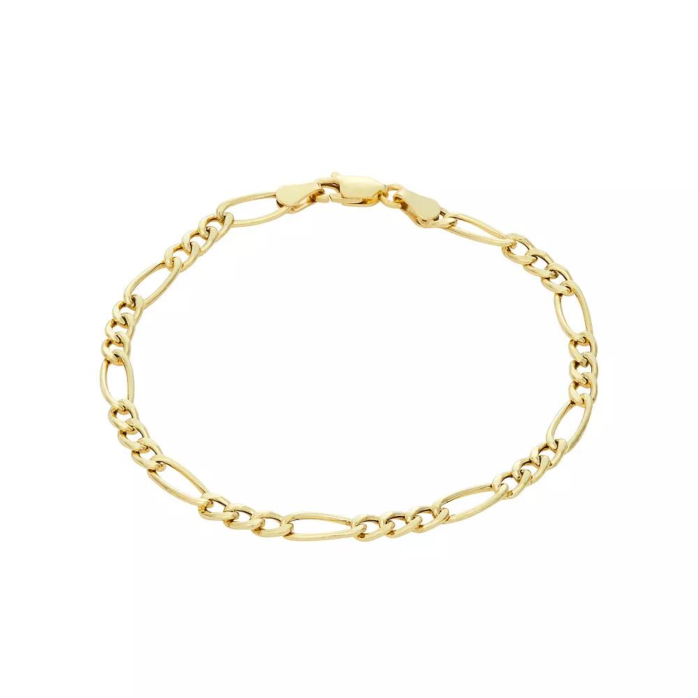Giorgio di Vicenza Sterling Silver Italian Figaro Chain Bracelet, Women's, Size: 7.25", Gold Tone Product Image
