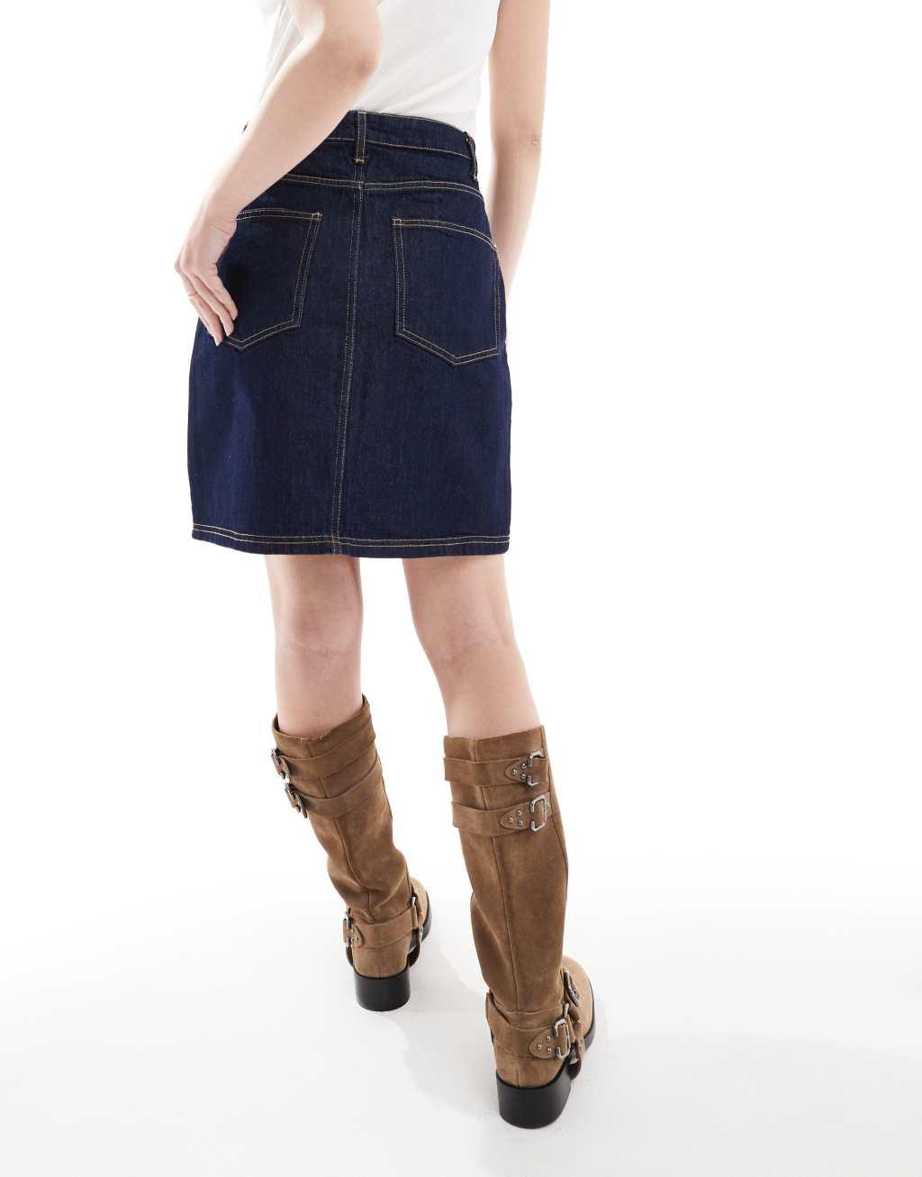 ASOS DESIGN denim mini skirt with button opening - part of a set Product Image