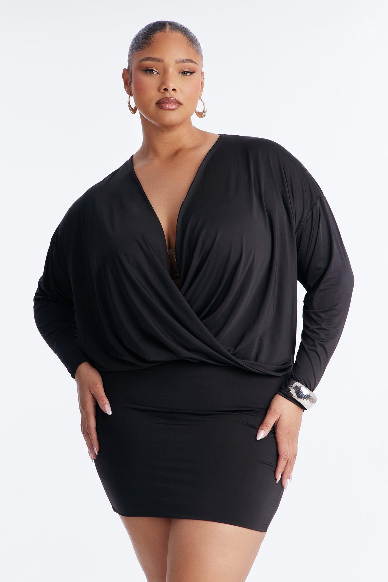 Odette Long Sleeve Mini Dress - Black Female Product Image