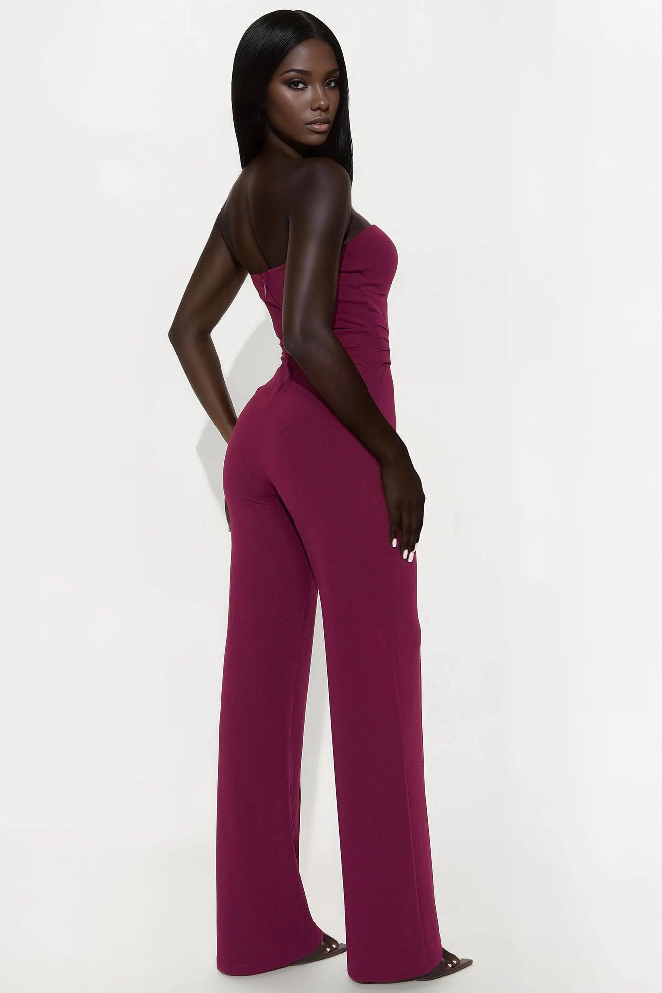 Luxe After Dark Jumpsuit - Wine Female Product Image