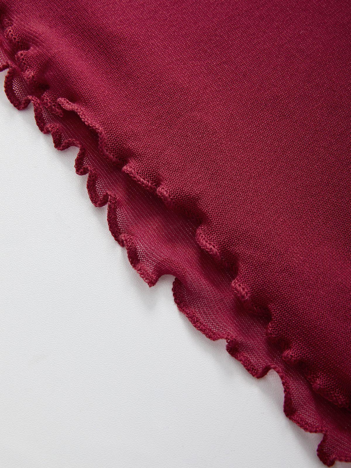 Lace Trim Tie Front Long Sleeve Blouse Product Image