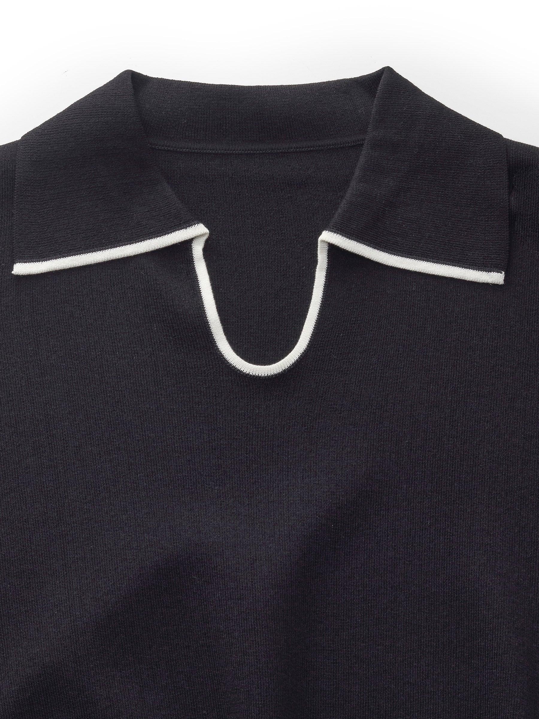 Tencel Blend Contrast Trim Women Knit Top Product Image