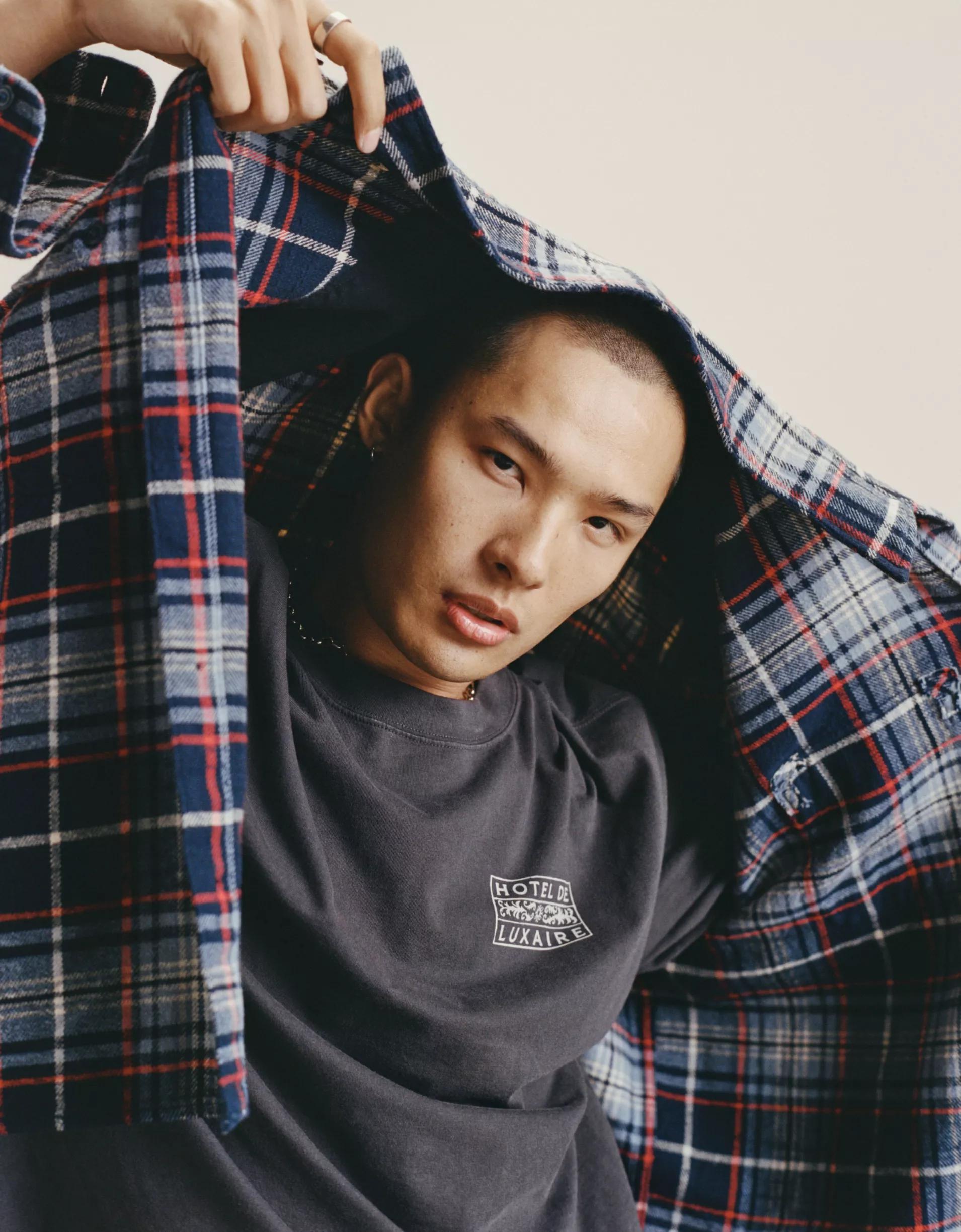 AE Boxy Flannel Shirt Product Image