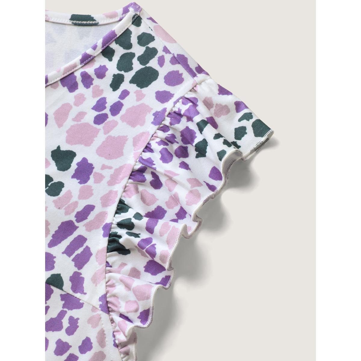 Plus Size Colorful Leopard Print Bust-Comfort Top Women Multicolor Gathered V-neck Elegant Tank Tops Camis BloomChic 18-20/2X Product Image