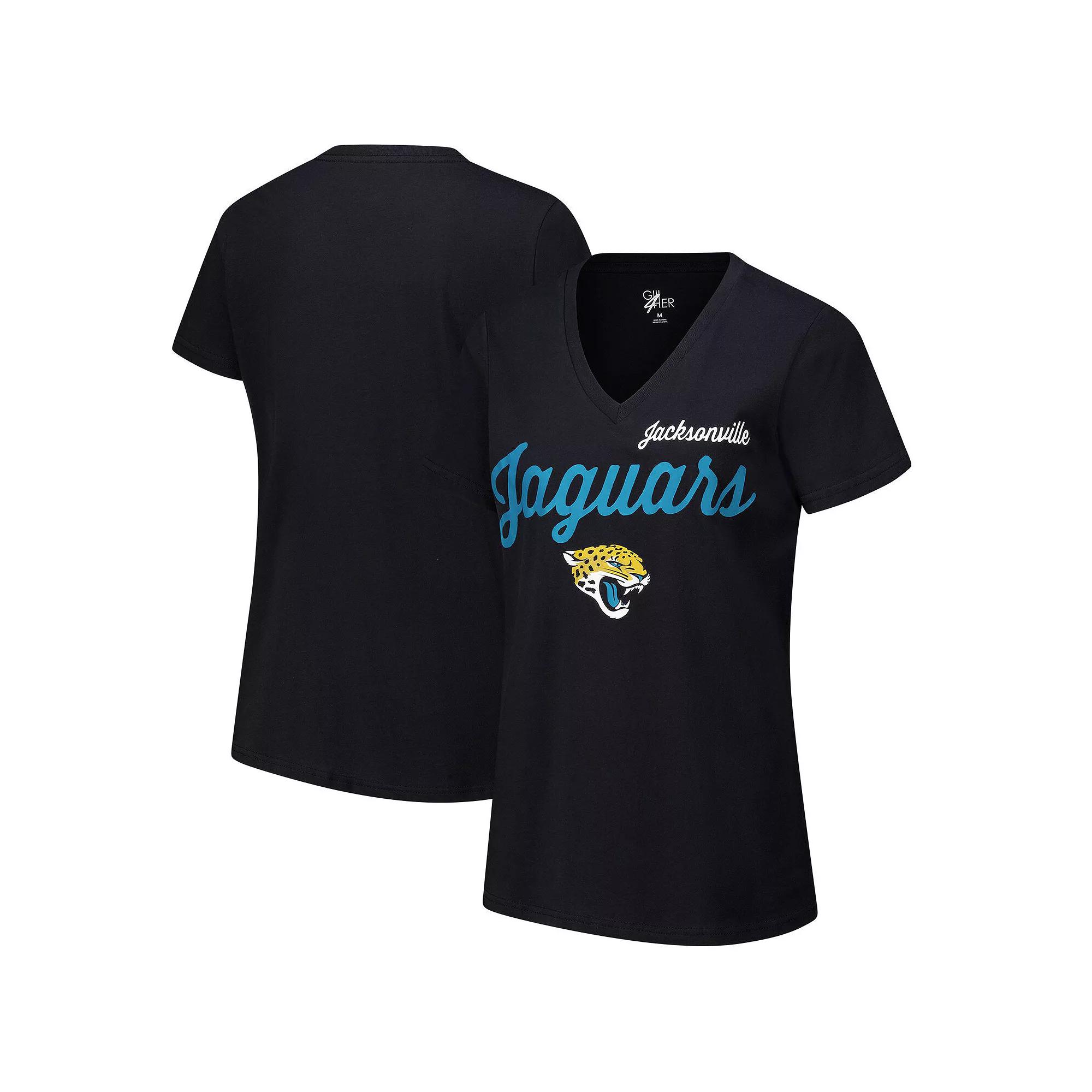 Women's G-III 4Her by Carl Banks Black Jacksonville Jaguars Post Season V-Neck T-Shirt, Size: XS Product Image