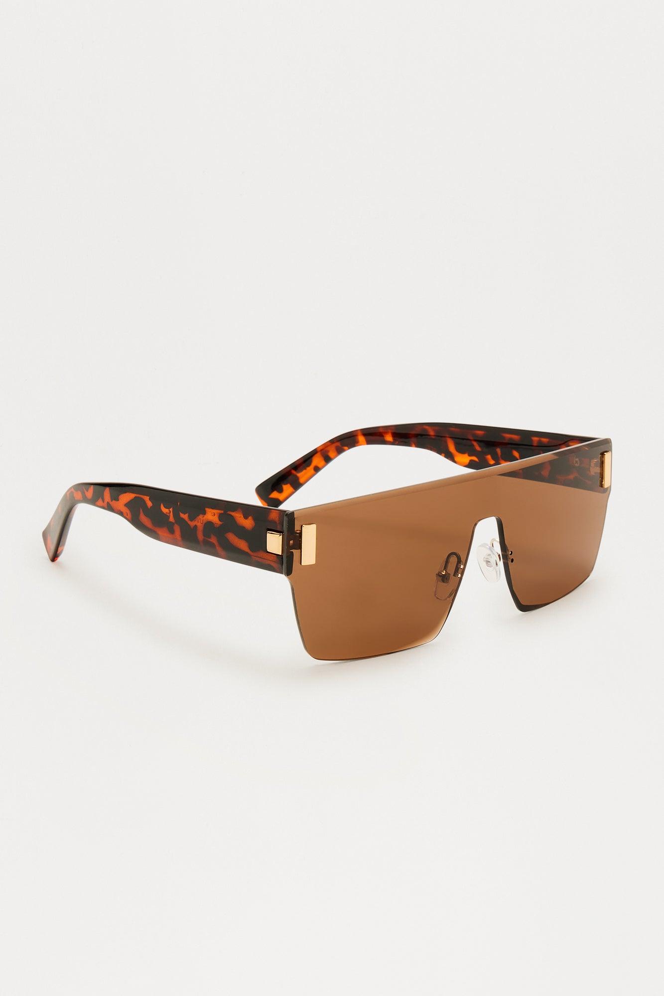 All Eyes On Me Rimless Shield Sunglasses - Tortoise Product Image